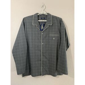 Polo Ralph Lauren Men's Long Sleeve Sleep Shirt XL Gray White Plaid NWT MSRP $55